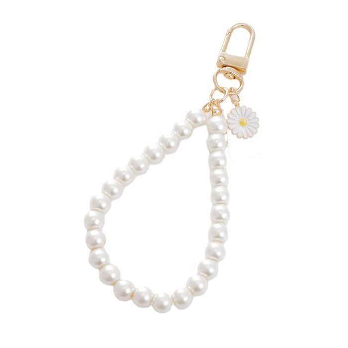 Jewelry WholesaleWholesale Pearl Car Creative Daisy Key Chain JDC-KC-Yaoyun015 Keychains 瑶韵 %variant_option1% %variant_option2% %variant_option3%  Factory Price JoyasDeChina Joyas De China