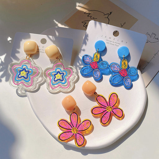 Jewelry WholesaleWholesale geometric candy color graffiti embossed stud stud earrings MOQ≥2 JDC-ES-XiaY002 Earrings 夏樱 %variant_option1% %variant_option2% %variant_option3%  Factory Price JoyasDeChina Joyas De China