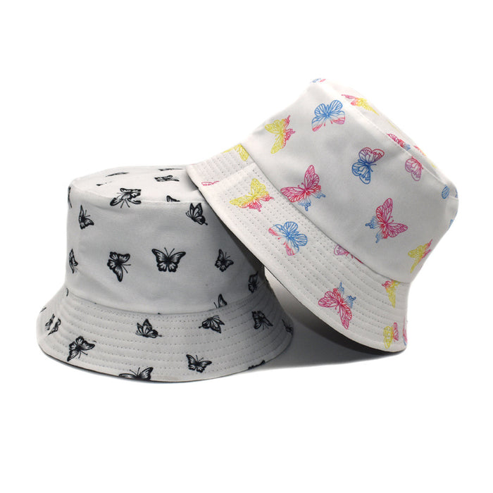 Wholesale hat fabric summer colorful butterfly print MOQ≥2 JDC-FH-ShunMa006