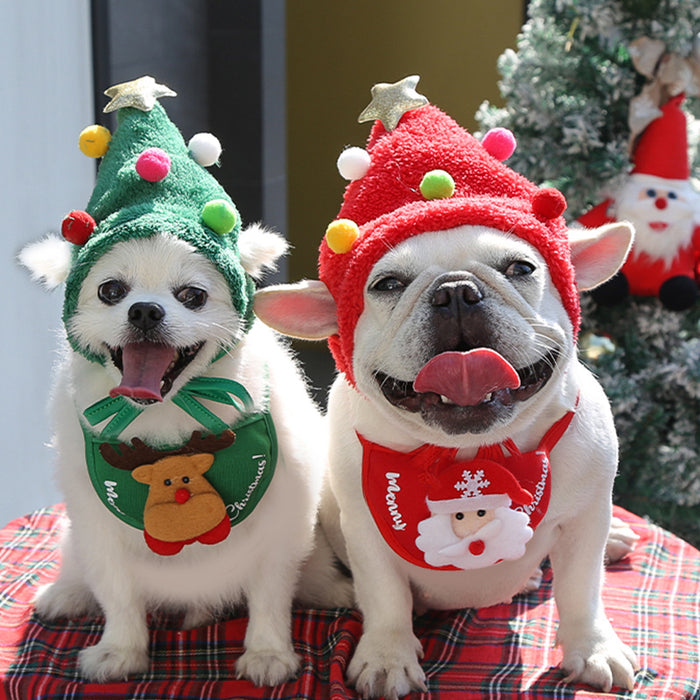 Wholesale Pet Christmas Hat Slobber Scarf Apron JDC-PC-Qimiao002