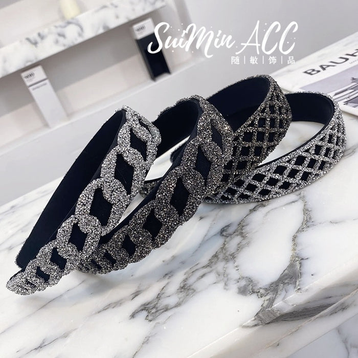 Jewelry WholesaleWholesale rhinestone cutout woven full drill mesh wide-brimmed hair band JDC-HD-Suim004 Headband 随敏 %variant_option1% %variant_option2% %variant_option3%  Factory Price JoyasDeChina Joyas De China