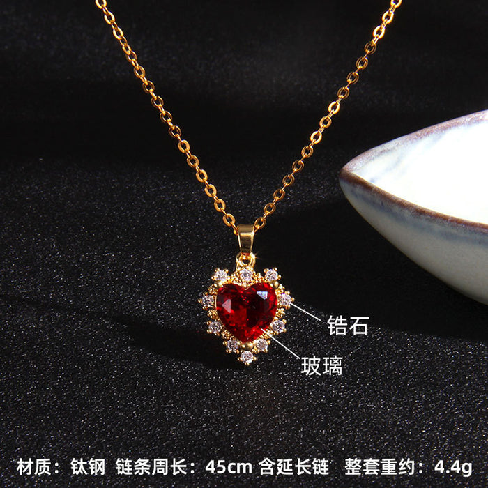 Jewelry WholesaleWholesale Copper Zircon Titanium Steel Sapphire Necklace JDC-NE-RongS009 Necklaces 荣硕 %variant_option1% %variant_option2% %variant_option3%  Factory Price JoyasDeChina Joyas De China