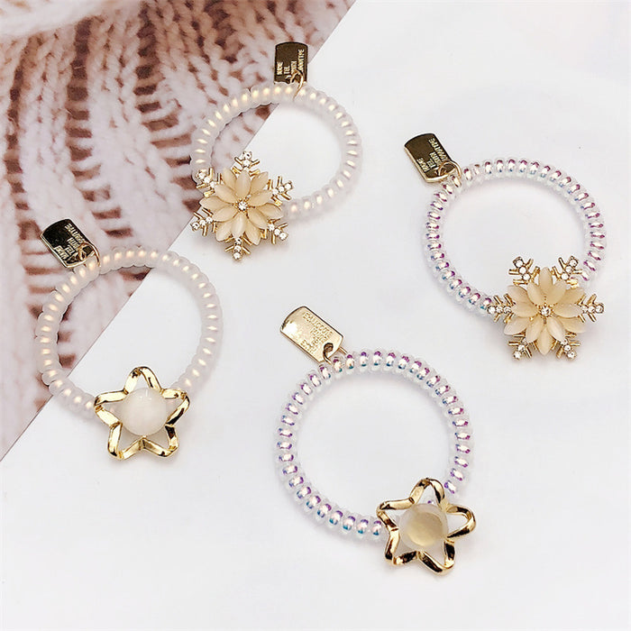 Jewelry WholesaleWholesale Cat Eye Phone Cord Hair Ring Snowflake Star Head Rope Bracelet JDC-BT-WeiY018 Bracelet 薇雅 %variant_option1% %variant_option2% %variant_option3%  Factory Price JoyasDeChina Joyas De China