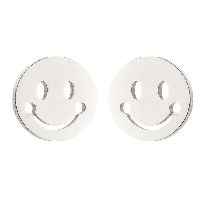 Wholesale Earrings Titanium Steel Cute Cartoon Smiley Stud Earrings JDC-ES-JS012