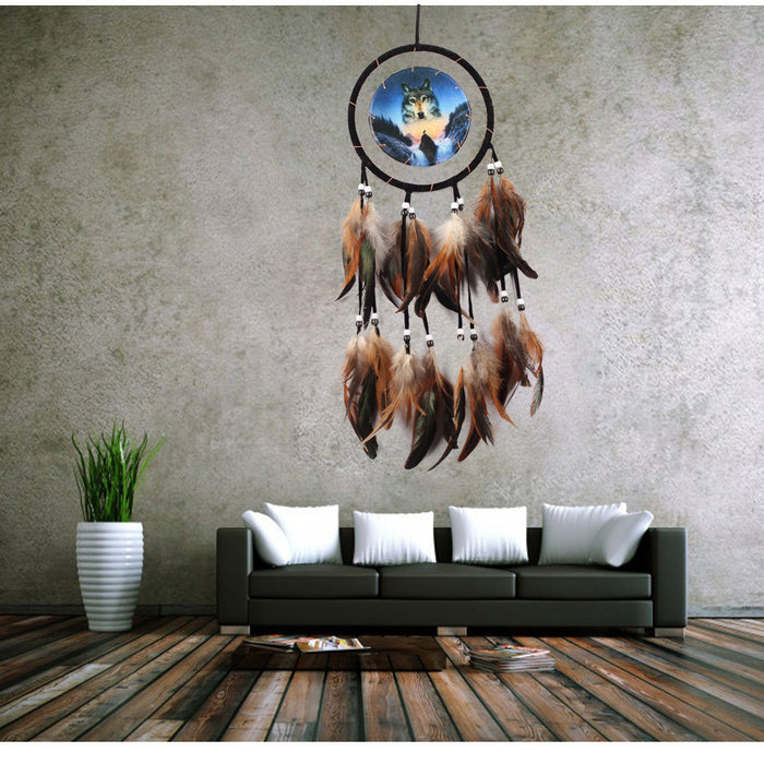 Jewelry WholesaleWholesale Indian Style Flocking Cloth Feather Oil Painting Wolf Totem Dreamcatcher MOQ≥2 JDC-DC-BGN003 Dreamcatcher 布谷鸟 %variant_option1% %variant_option2% %variant_option3%  Factory Price JoyasDeChina Joyas De China