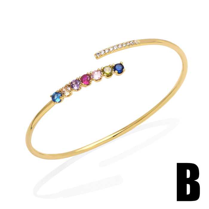 Wholesale Bracelet Copper Plated 18K Gold Zircon Colorful JDC-PREMAS-BT-017