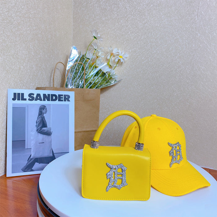 Wholesale PU Leather Color Diamond Hat Handbag Set (F) JDC-HB-YLuo008