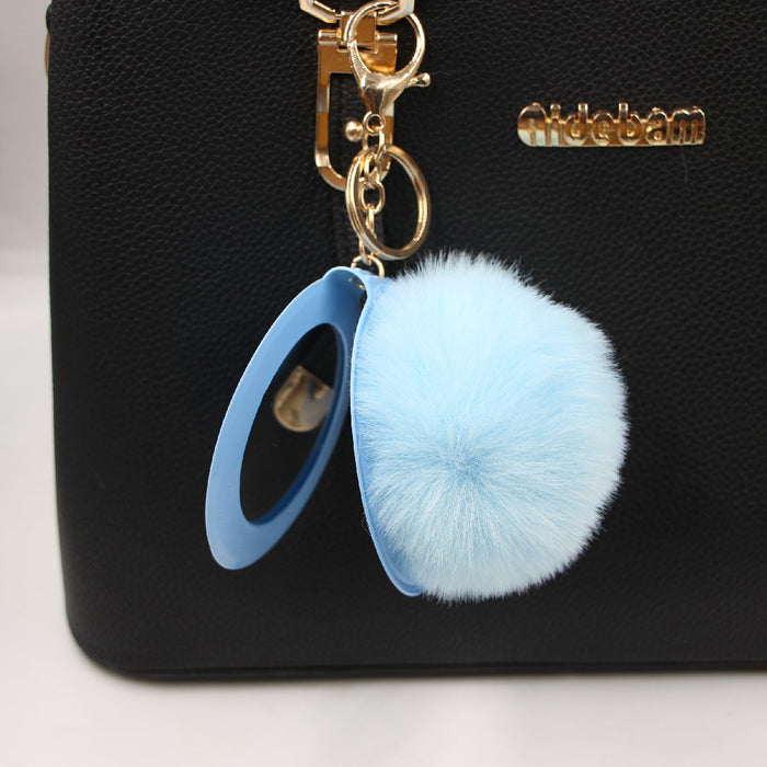 Wholesale Small Mirror Hair Ball Bag Alloy Keychain JDC-KC-Zuge079