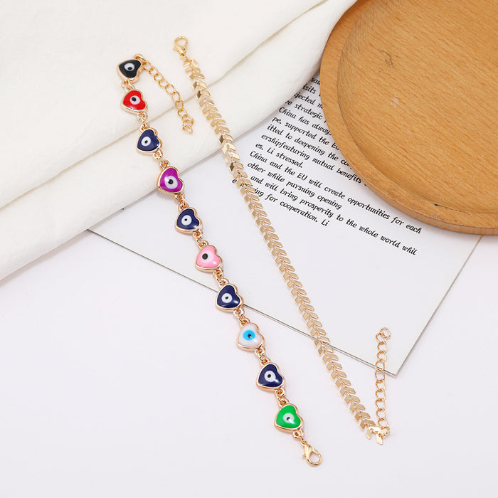 Jewelry WholesaleWholesale Double Layer Color Love Demon Eye Anklet JDC-AS-Ly010 Anklets 乐钰 %variant_option1% %variant_option2% %variant_option3%  Factory Price JoyasDeChina Joyas De China