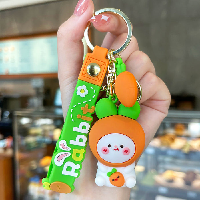 Wholesale Cartoon Soft Rubber Carrot Rabbit Keychain JDC-KC-GSXM089