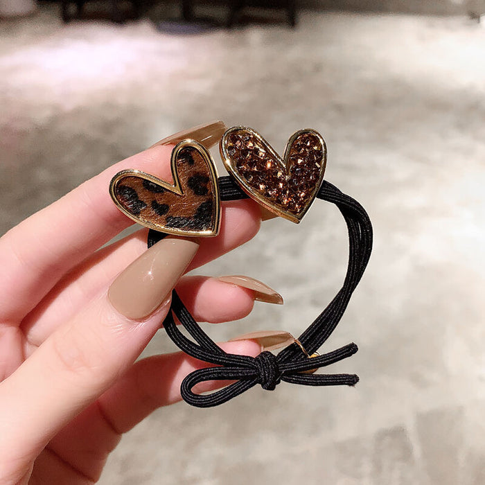 Jewelry WholesaleWholesale double love rhinestone hair rope MOQ≥2 JDC-HS-ShengL001 Hair Scrunchies 晟隆 %variant_option1% %variant_option2% %variant_option3%  Factory Price JoyasDeChina Joyas De China