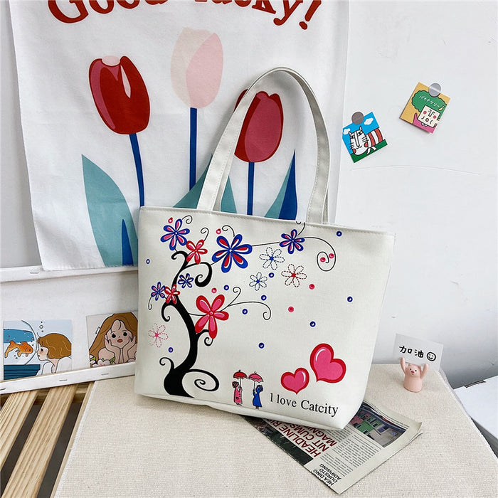 Wholesale Handbag Canvas Cute Printed Shoulder Tote Bag MOQ≥2 JDC-HB-Weis003