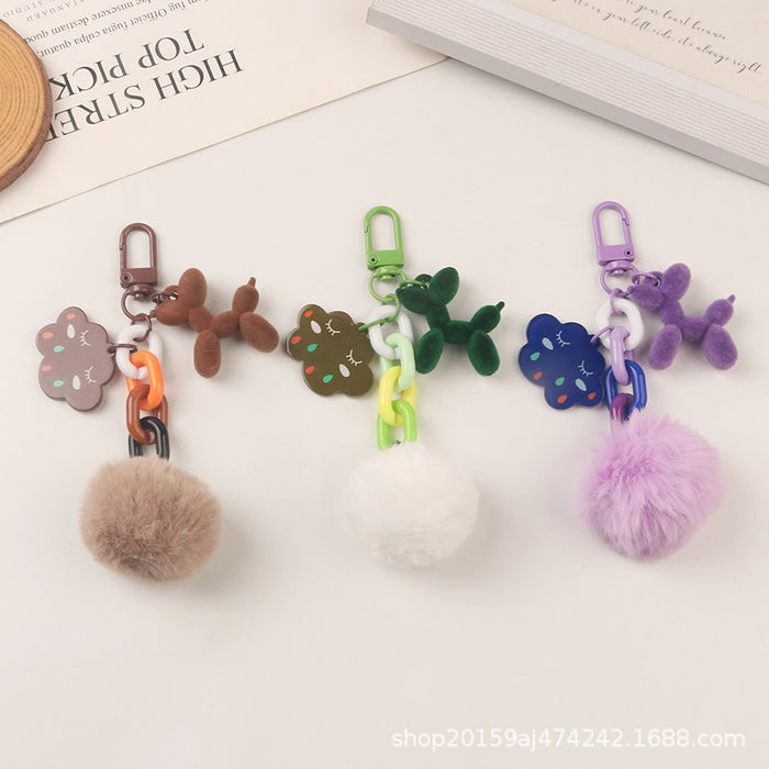 Wholesale Keychains Plastic Cute Hairball Puppy MOQ≥2 JDC-KC-YiHan038