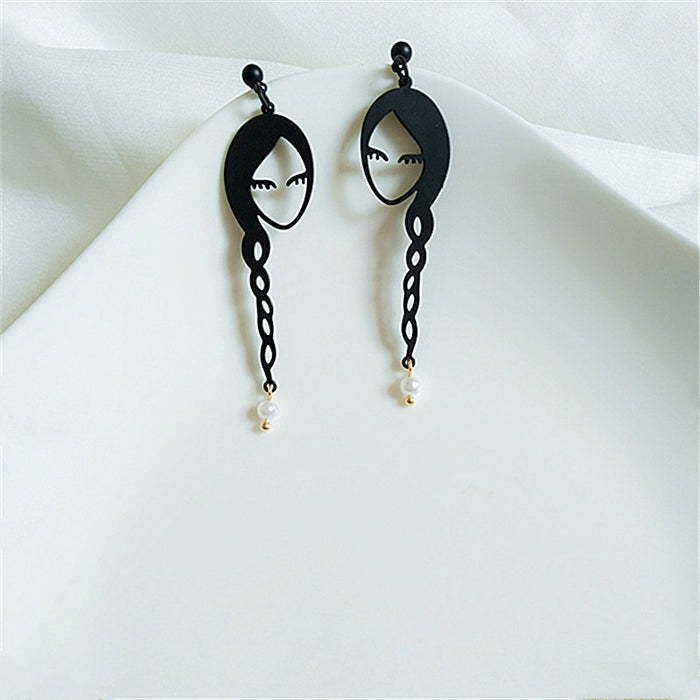 Wholesale Earrings Metal Cartoon Girls Ponytail Stud Earrings JDC-ES-AiMei030