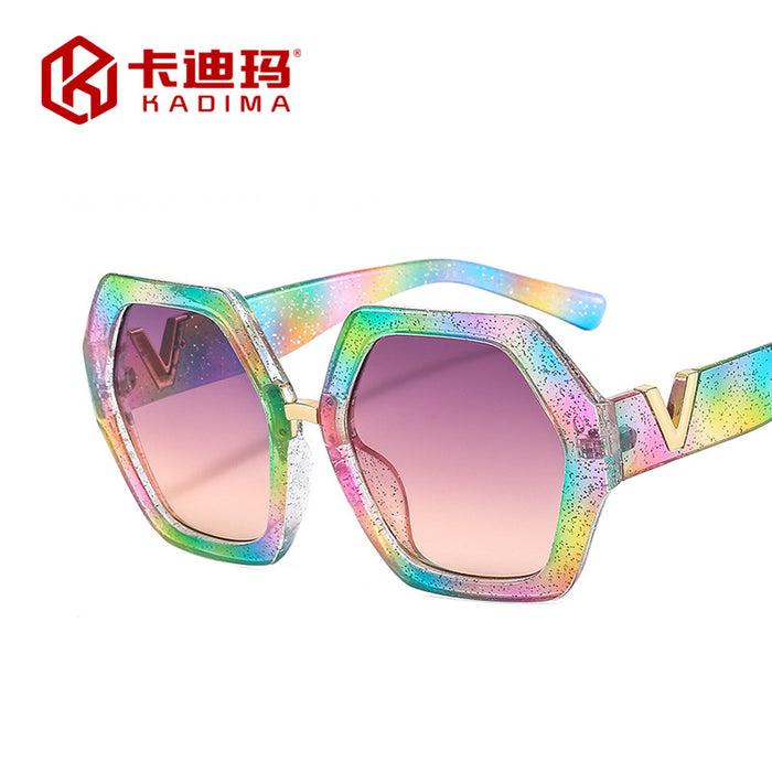 Wholesale plain makeup sunglasses with irregular large frame JDC-SG-XIa024