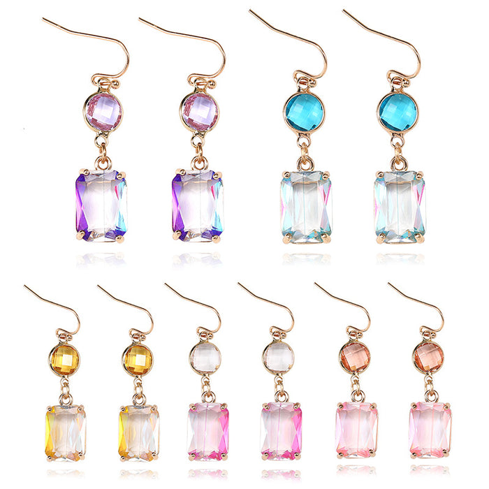 Wholesale Gradient Color Copper K9 Glass Crystal Earrings MOQ≥2 JDC-ES-Zhongn011