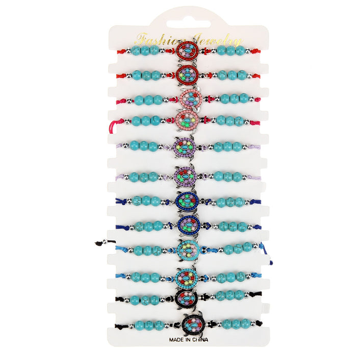 Wholesale Blue Turquoise Hand Tandem Braided Colorful Bracelet JDC-BT-ZheQ026