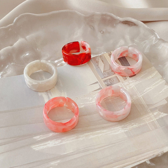 Wholesale Candy Color Acrylic Acetate Sheet Adjustable Ring Set JDC-RS-YinH004