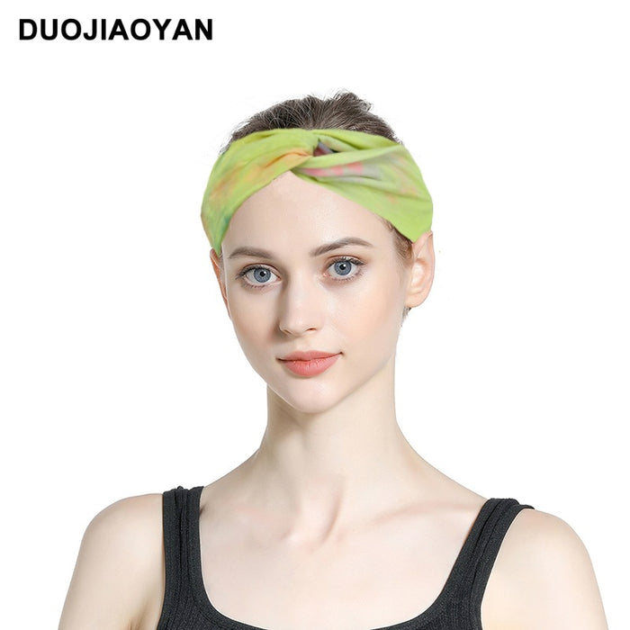 Wholesale Color Tie Dye Cross Wide Brim Fabric Hairband MOQ≥3 JDC-HD-Jiaoy010