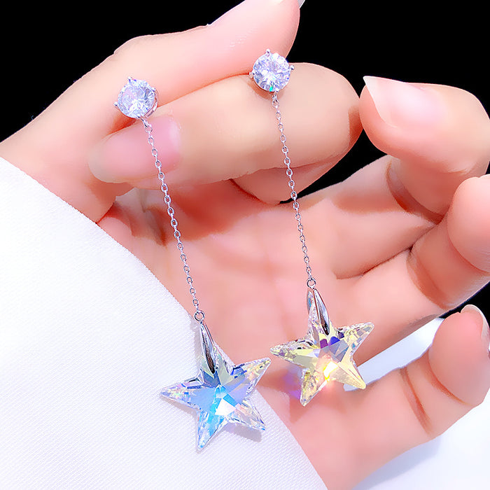 Wholesale crystal pentagram earrings long JDC-ES-kait008