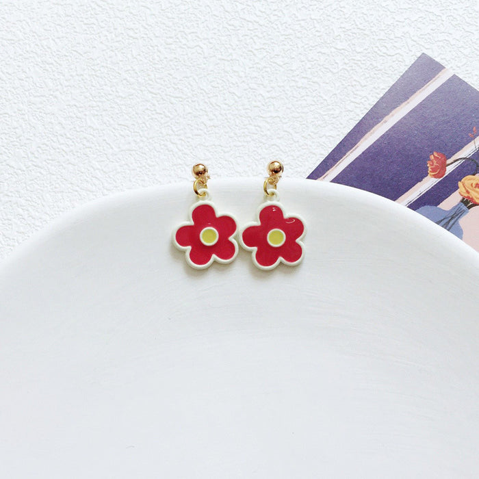 Wholesale Earrings Alloy Ceramic Color Flower Earrings MOQ≥10 JDC-ES-Lxx003