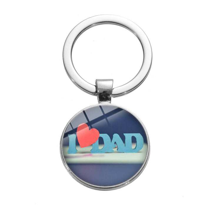 Wholesale Father's Day Gift Alloy Glass Time Gemstone Keychain JDC-KC-SongX007