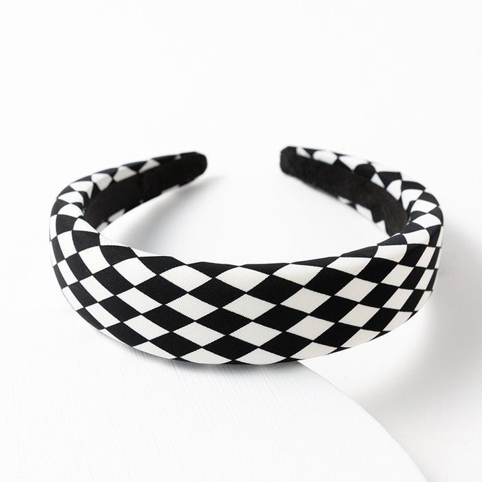 Jewelry WholesaleWholesale wild wide-brimmed fabric checkerboard face wash headband JDC-HD-hemin017 Headband 和鸣 %variant_option1% %variant_option2% %variant_option3%  Factory Price JoyasDeChina Joyas De China