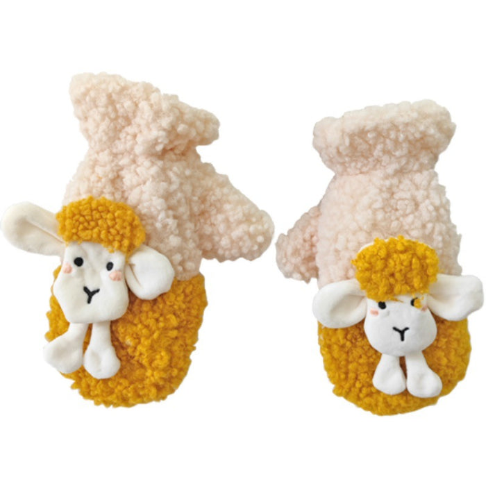 Wholesale Gloves Polyester Cute Cartoon Lamb Warm Plush MOQ≥2 JDC-GS-JingZ013