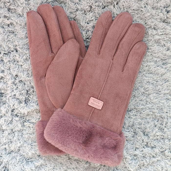 Wholesale Gloves Suede Warm Thick Hair Touch Screen JDC-GS-ZhuX001