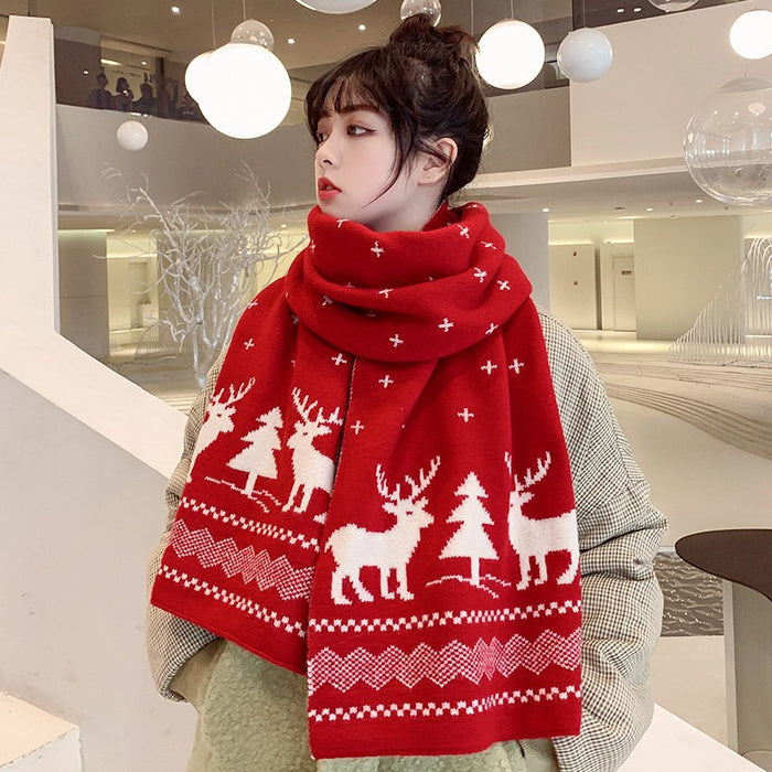 Wholesale Scarf Wool Knitting Christmas Thick Winter Warm JDC-SF-Yuxin001