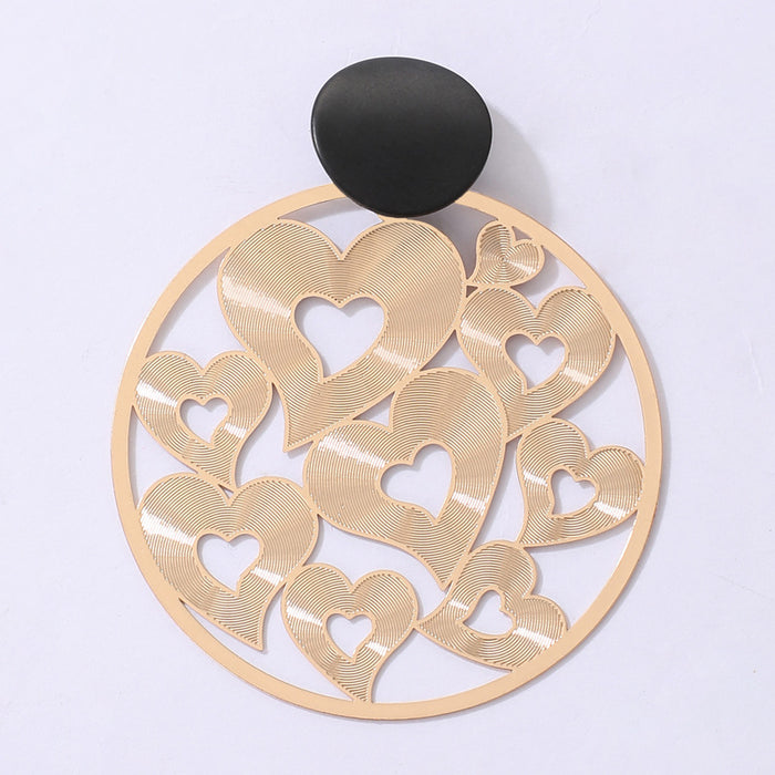 Wholesale Earrings Alloy Exaggerated Circle Hollow Carved Gold MQO≥2 JDC-ES-lingg017