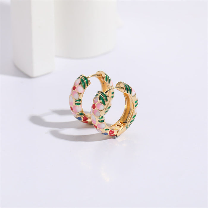 Wholesale Earrings Copper Flower Oil Drops JDC-ES-YingS001