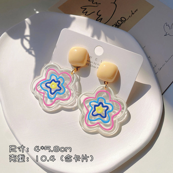 Jewelry WholesaleWholesale geometric candy color graffiti embossed stud stud earrings MOQ≥2 JDC-ES-XiaY002 Earrings 夏樱 %variant_option1% %variant_option2% %variant_option3%  Factory Price JoyasDeChina Joyas De China