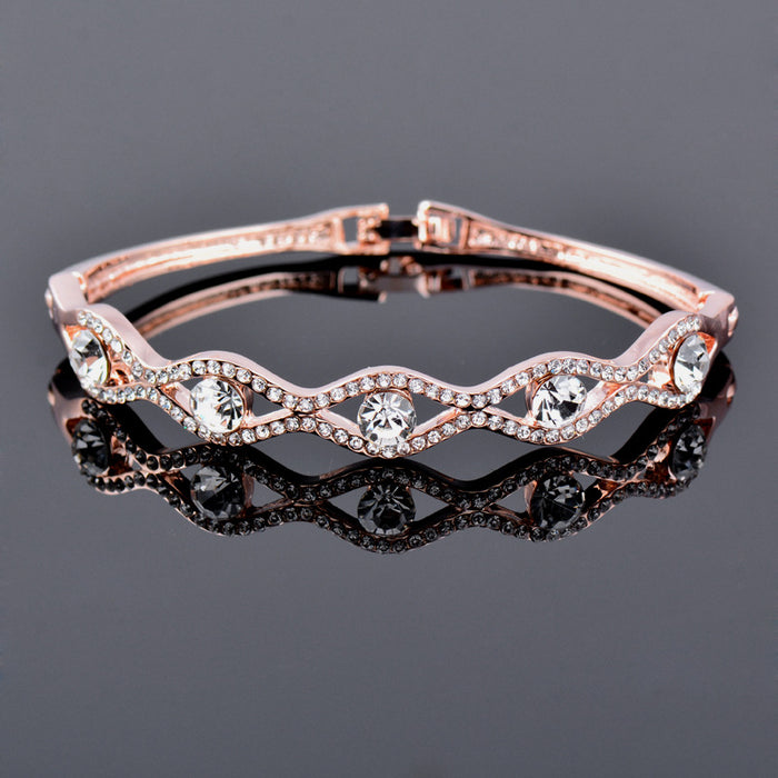 Wholesale Bracelet Copper Inlaid Colorful Rhinestone Cross Cutout JDC-BT-KMeng001