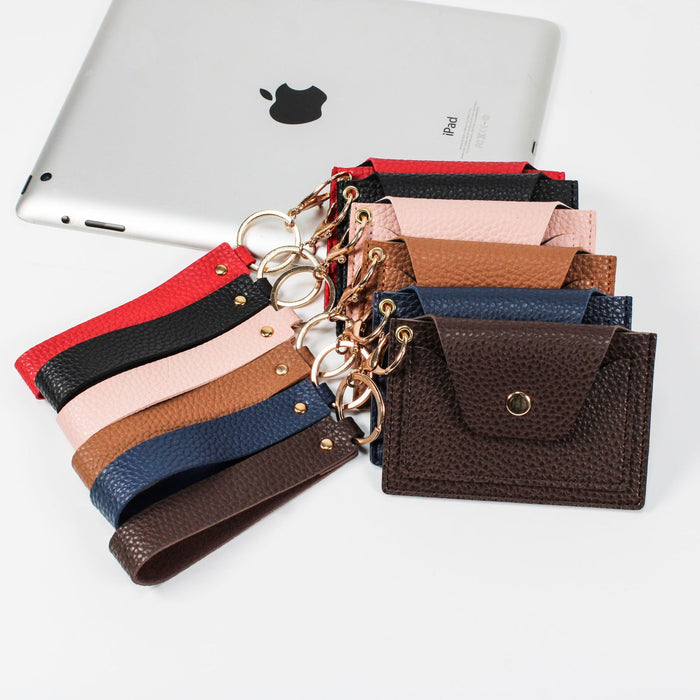 Wholesale PU Leather Candy Color Litchi Pattern Wallet Keychain MOQ≥3 JDC-KC-XXZN002