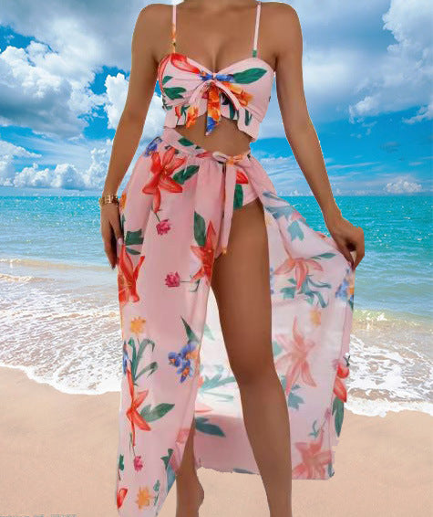 Jewelry WholesaleWholesale three piece botanical print bikini three piece swimsuit bikini JDC-SW-Shai001 Swimwear 莎海 %variant_option1% %variant_option2% %variant_option3%  Factory Price JoyasDeChina Joyas De China