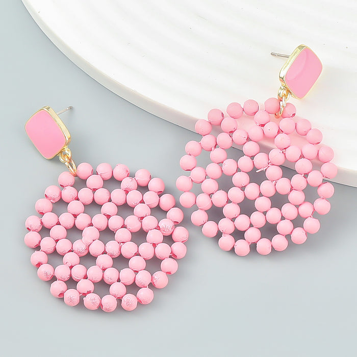 Wholesale Resin Small Ball Mesh Round Geometric Earrings JDC-ES-JL1017