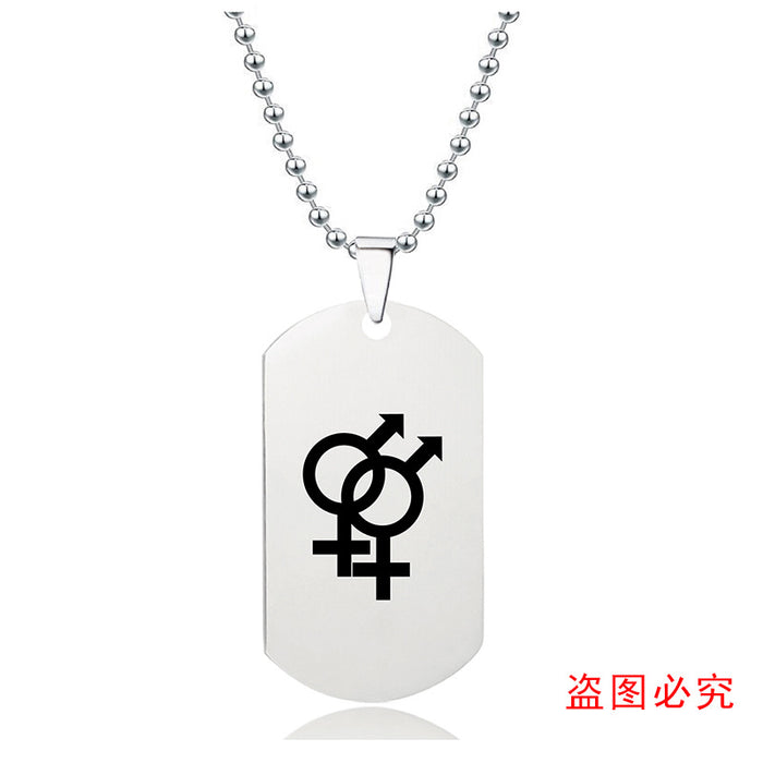 Wholesale LGBT Gay Story Small Gift Lettering Titanium Steel Necklace JDC-NE-GangG006