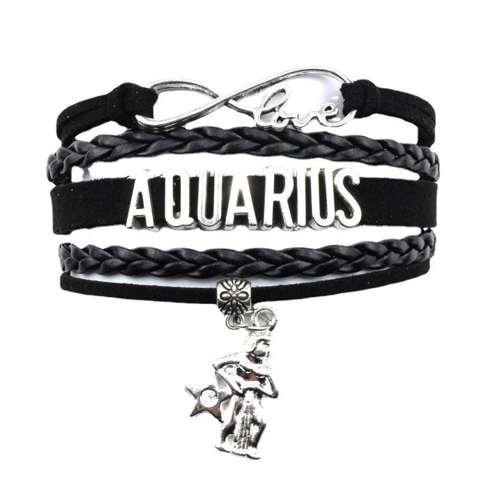 Wholesale Bracelet Alloy Zodiac Alphabet Hand Woven Bracelet MOQ≥2 JDC-BT-FengR002