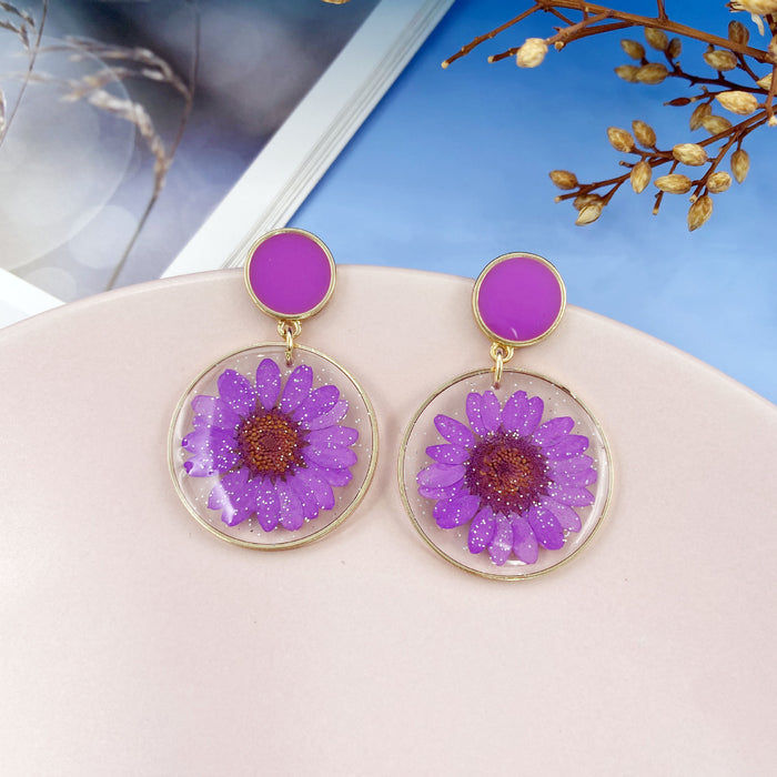 Jewelry WholesaleWholesale transparent dry flower alloy stud earrings JDC-ES-XuanY009 Earrings 宣妍 %variant_option1% %variant_option2% %variant_option3%  Factory Price JoyasDeChina Joyas De China