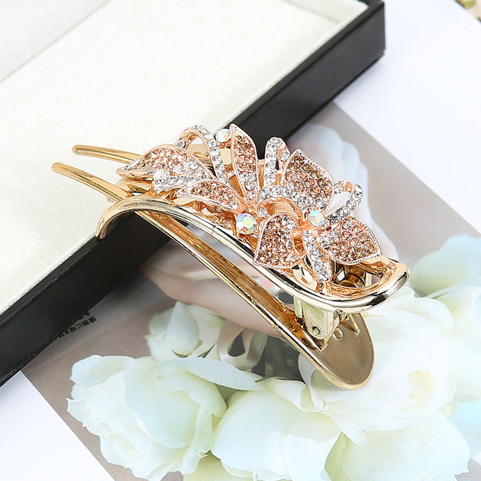 Wholesale Hair Clips Alloy Rhinestone Butterfly Tri-Clip Elegant MOQ≥2 JDC-HC-HG012