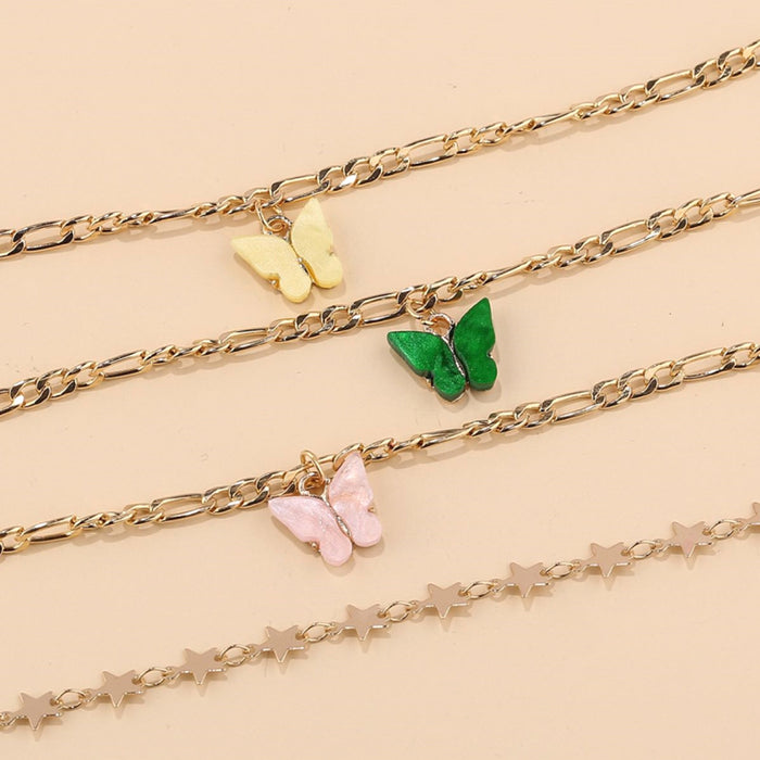 Jewelry WholesaleWholesale fashion personalized contrast color butterfly Anklets JDC-AS-YeB012 Anklet 烨贝 %variant_option1% %variant_option2% %variant_option3%  Factory Price JoyasDeChina Joyas De China