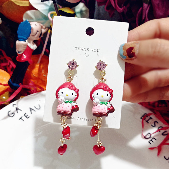 Wholesale Earrings Resin Christmas Cute Strawberry Santa Asymmetric (S) JDC-ES-Xingj022