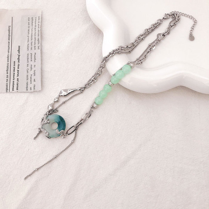 Wholesale necklace female ins niche design round jade tassel JDC-NE-NQ001