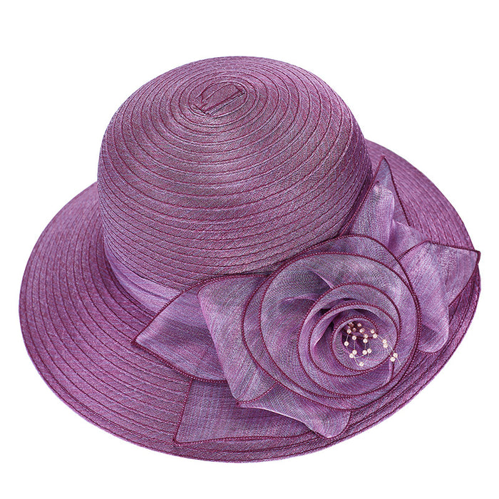 Jewelry WholesaleWholesale Organza Flower Sunscreen Straw Hat JDC-FH-CGuan002 Fashionhat 诚冠 %variant_option1% %variant_option2% %variant_option3%  Factory Price JoyasDeChina Joyas De China