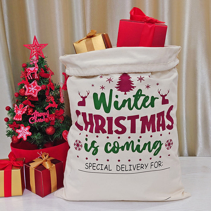 Wholesale Gift Bag Christmas Canvas Gift Bag Double Drawstring Gift Bundle Pocket MOQ≥5 JDC-GB-HaiK001