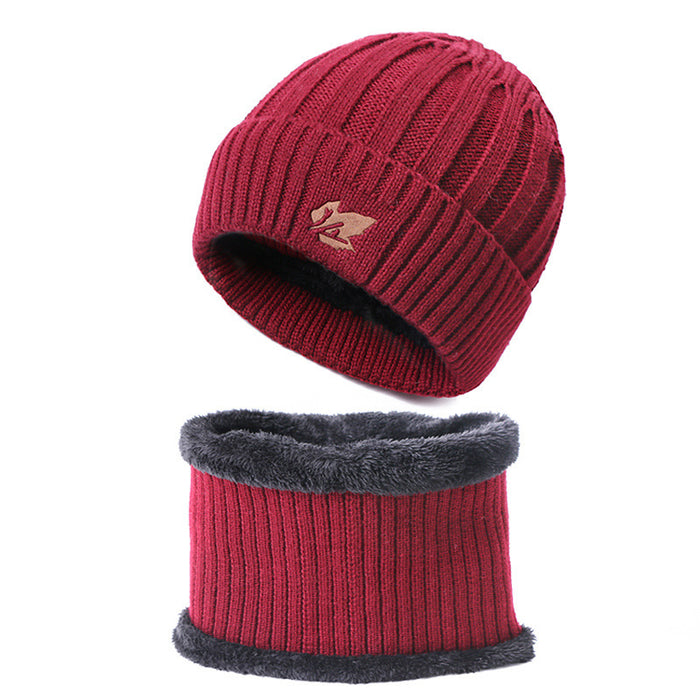 Wholesale Hat Wool Men's Fleece Warm Knitted Neck 2-Piece Set JDC-FH-Rongz006