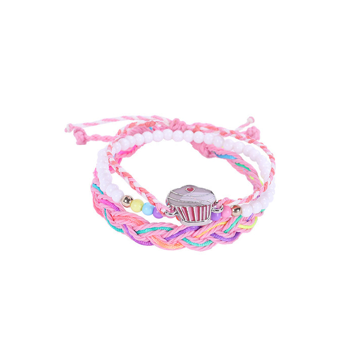 Wholesale Alloy Pendant Braided Bracelet Three Piece Beaded Set JDC-BT-ZengZ023