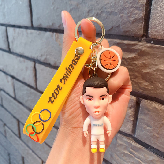 Wholesale Keychains For Backpacks World Cup Footballer Cartoon PVC Keychain JDC-KC-OShi023