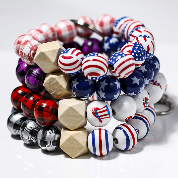 Wholesale Wooden Keychain Bead Bracelet Keyring MOQ≥2 JDC-KC-NXD002